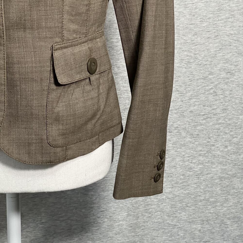 Worth Blazer Womens 8 Lightweight Brown Wool Blend Tailored Career Jacket - Picture 4 of 15